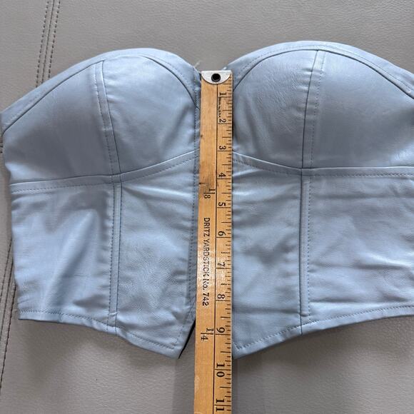 Superdown Women's S Light Blue Bustier Zipper Front Top - Picture 6 of 8